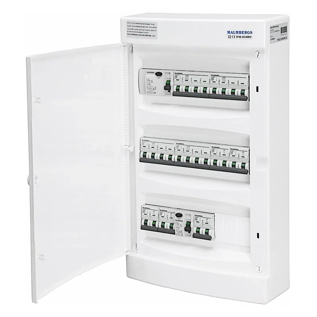 Færdigmonteret gruppetavle – 2x16A 3P+N + 2x10A 3P