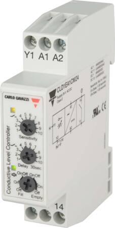 Niveauforstærkerrelæ 1 niveau 24VAC/DC m/timer DIN-skinne 8A relæ B: 18mm