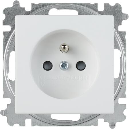 ABB-basic55 PIN-stikkontakt mat hvid 16A 1 modul leveres inklusive afdækning med pillesikring