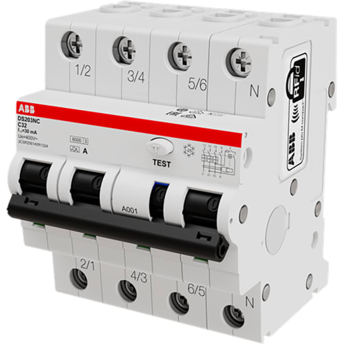 Kombiafbryder HPFI C 32A, 30mA, 3P+N, DS203NC