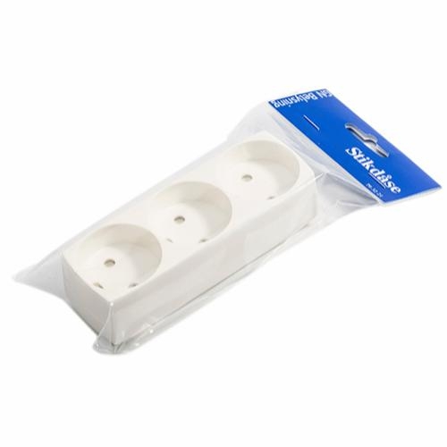 3-stikdåse u/jord hvid