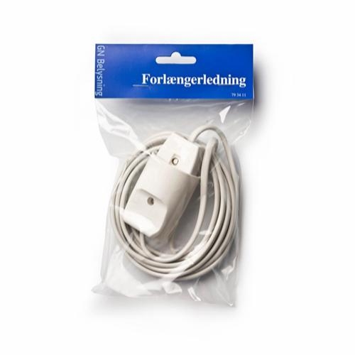 Forlængerledning u/jord 3m hvid