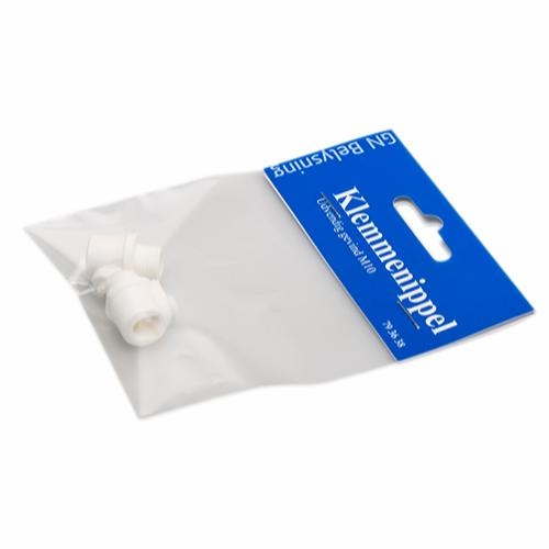Klemmenippel m/udv. gevind hvid 2 stk