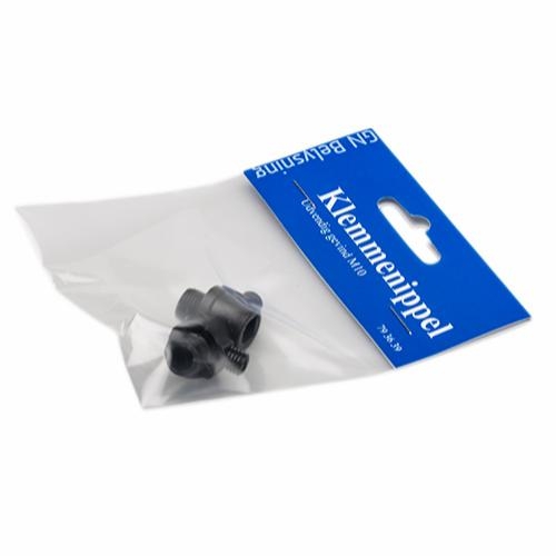 Klemmenippel m/udv. gevind sort 2 stk.