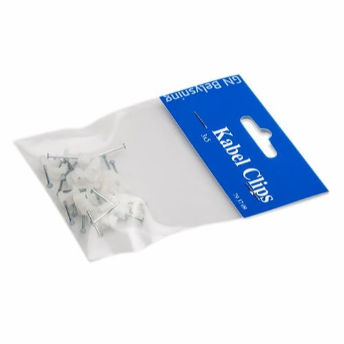 Kabel Clips 3x5 natur 25 stk. flad ledning