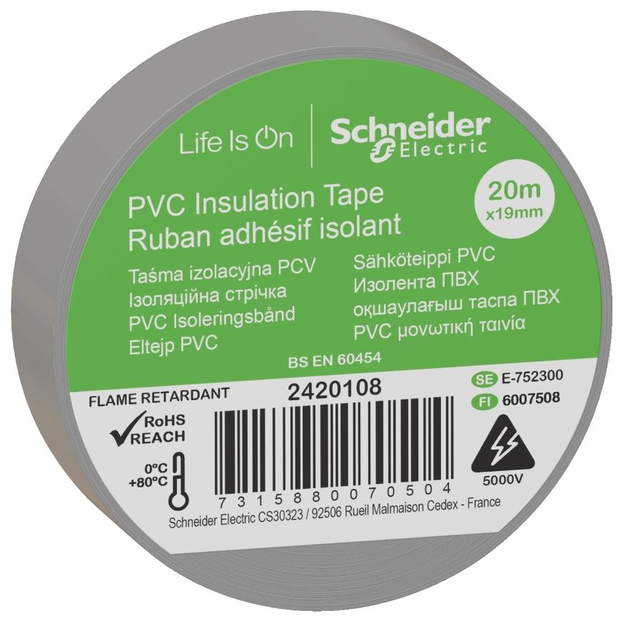 BLIST PVC INS TAPE 19MM X 20M GREY