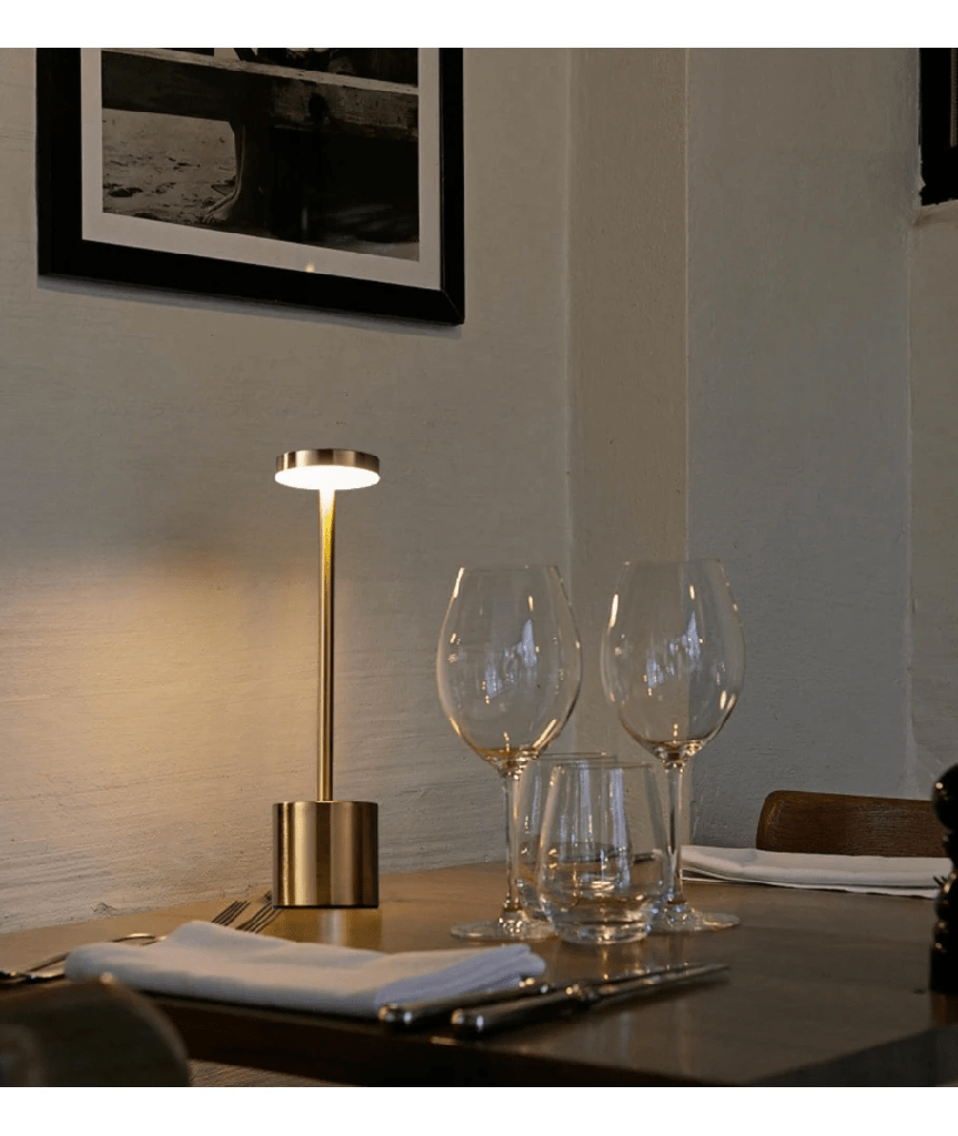 Opladelig LED bordlampe, Guld, touch dæmpbar