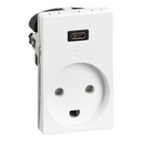 FUGA® stikkontakt - DK jord + USB-C ladestik, Hvid