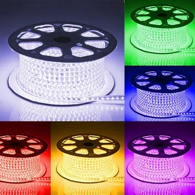 5 meter RGB vandtæt LED strip - 230V, 60 LED, 5W/m, IP67