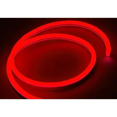 Rød 8x16 Neon Flex LED Strimmel - 8W/meter, Vandtæt (IP67), 230V