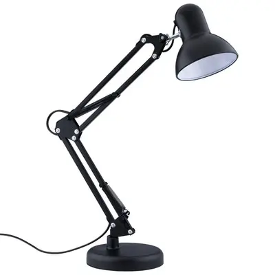 Sort bordlampe med 1,1 meter ledning og E27 fatning