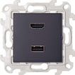 Simon 24 Harmonie HDMI 1.4 + USB 2.0 udtag grafit