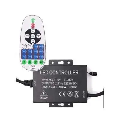 RF trådløs timer+dæmper med fjernbetjening - Inkl. endeprop, 230V (COB), memory, 80m rækkevidde