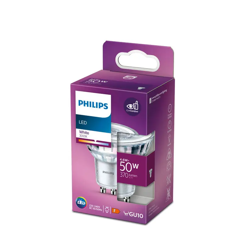 Philips LED 4,6W (50W) GU10 3000K 370lm
