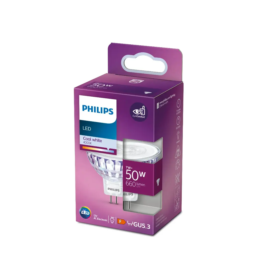 PHILIPS LED 7W (50W) GU5,3 4000K 660lm 36°