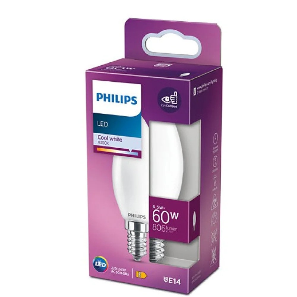PHILIPS LED 6,5W (60W) E14 4000K 806lm