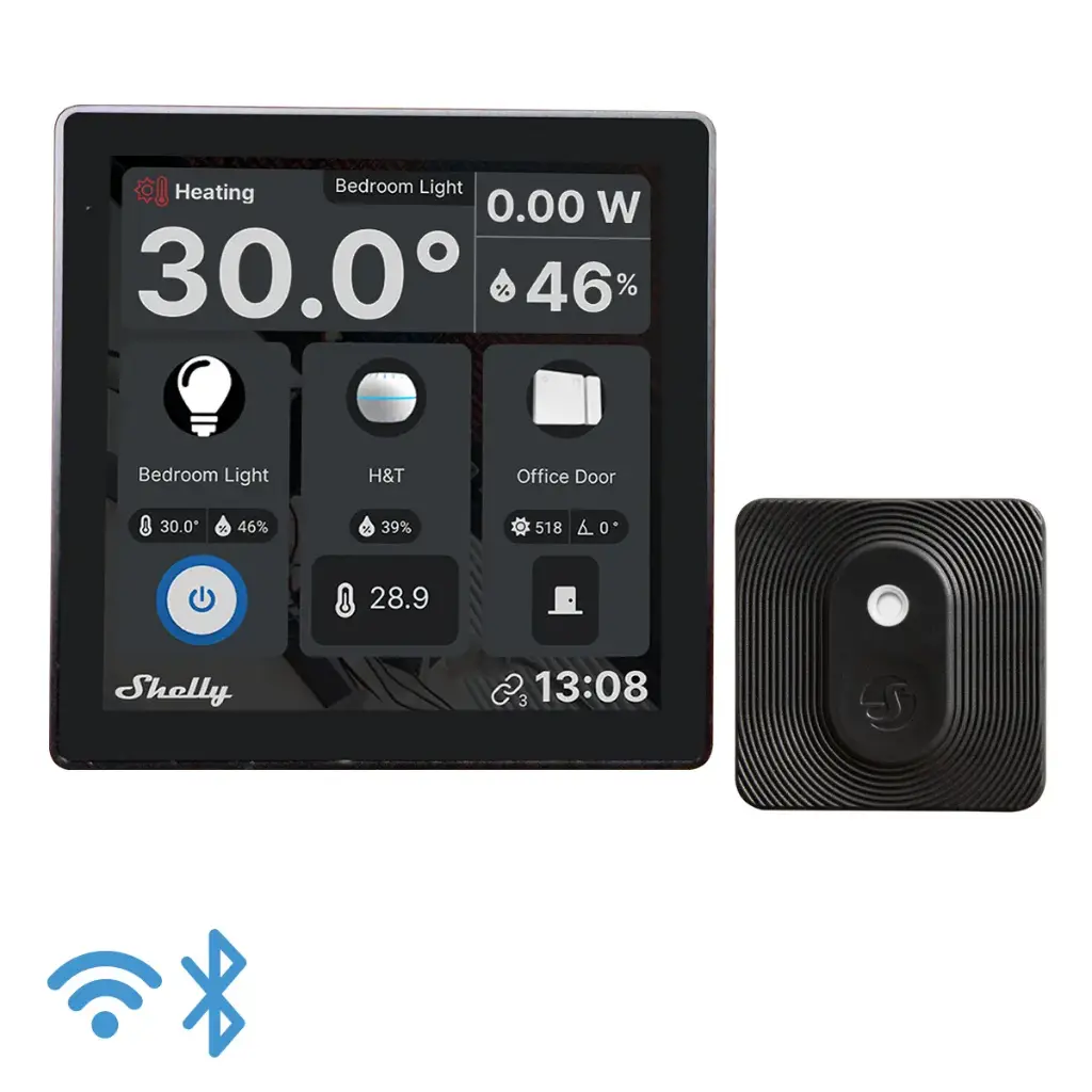 Shelly Wall Display Black + BLU H&T Black - WiFi touch skærm
