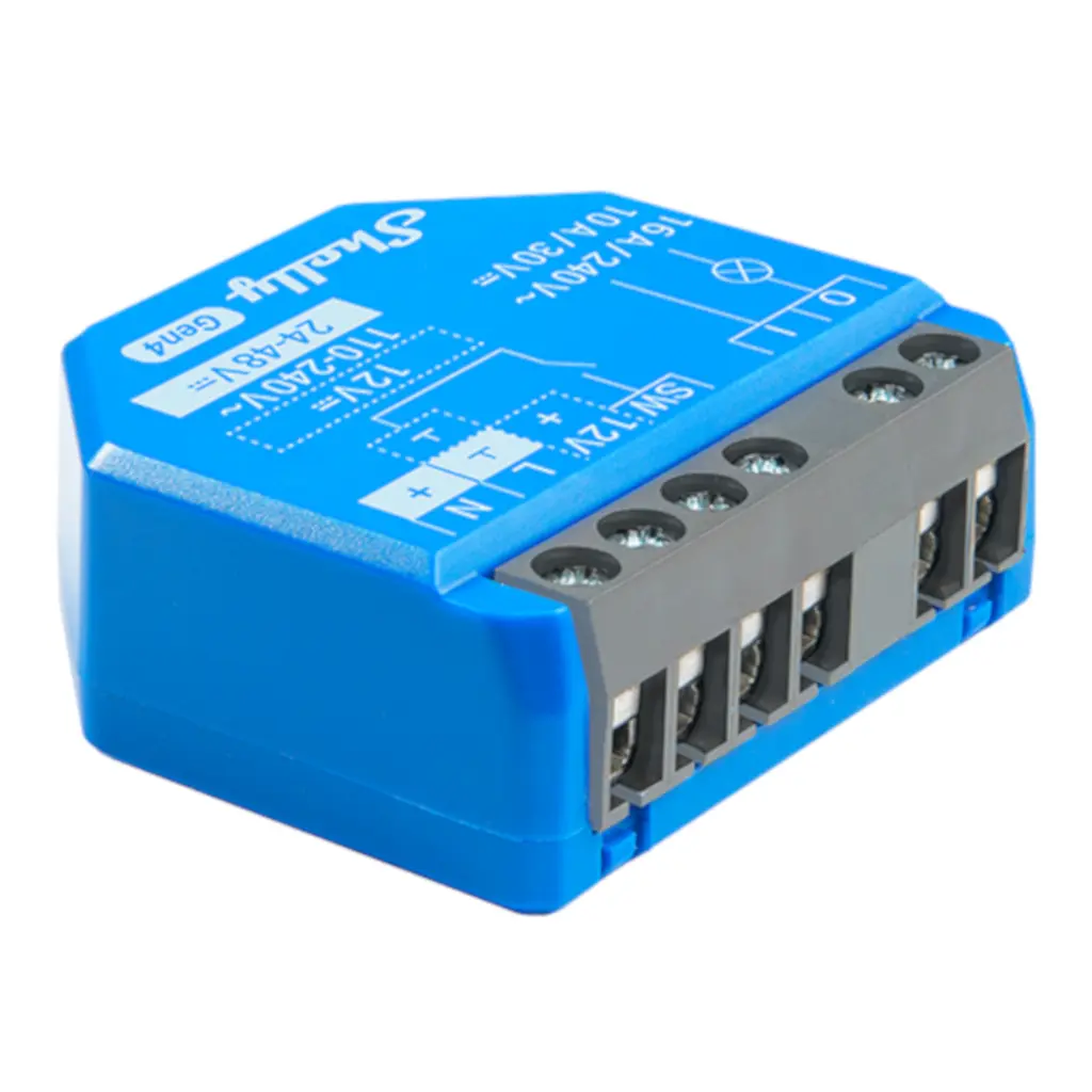 Shelly 1 Gen4 - WiFI & Zigbee relæ med potentialfrit kontaktsæt (12-48VDC/230VAC)