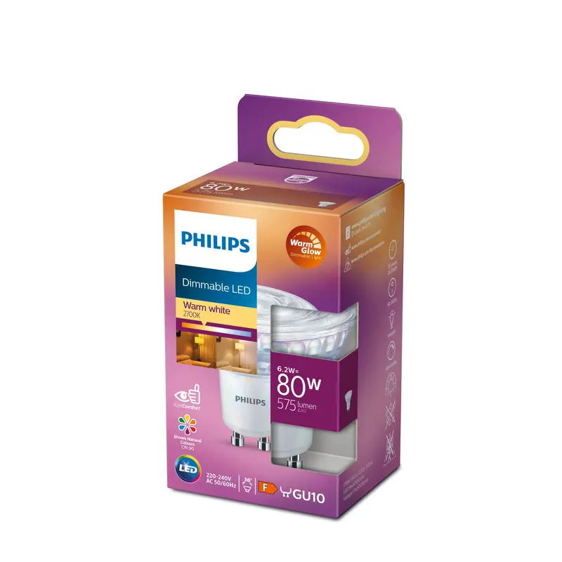 Philips LED DIM 6,2W (80W) GU10 2200-2700K 650lm