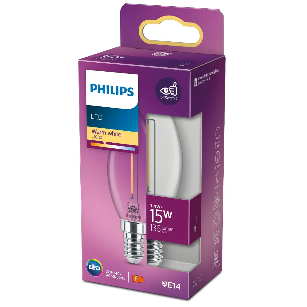 PHILIPS LED 1,4W (15W) E14 2700K 136lm