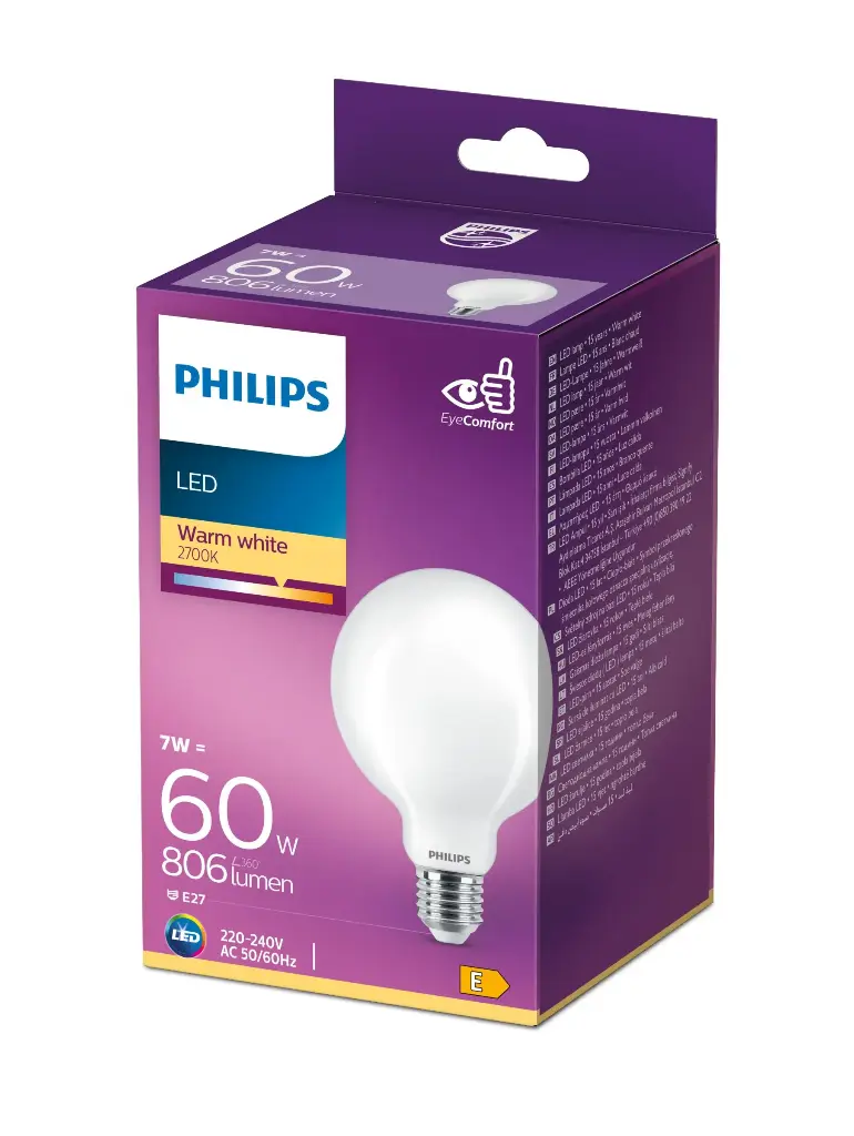 Philips LED 7W (60W) E27 2700K 806lm Globe Mat