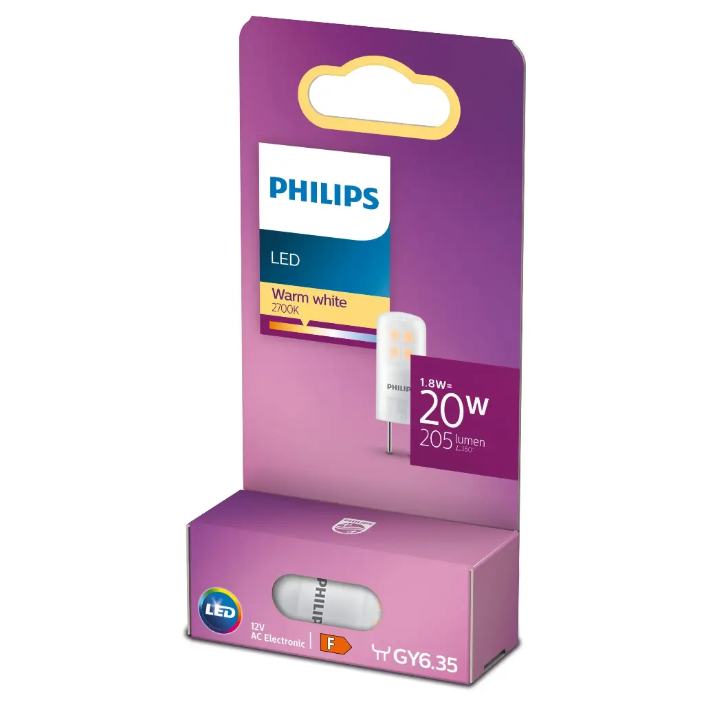 PHILIPS LED 1,8W (20W) GY6,35 2700K 205lm