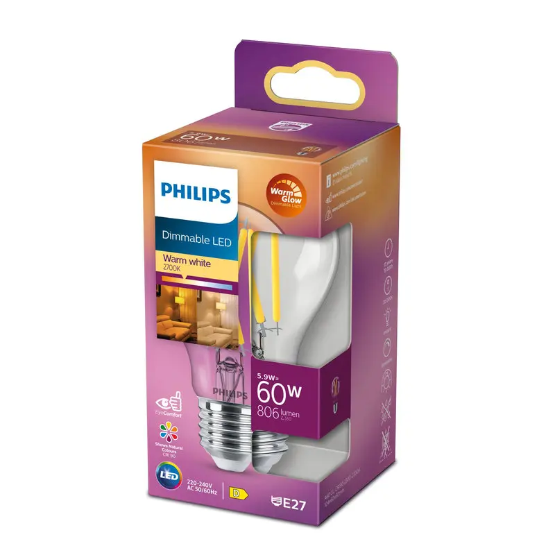 Philips LED DIM 5,9W (60W) E27 2200-2700K 806lm