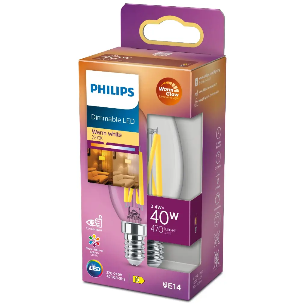 LED classic 40W B35 E14 CL WGD90