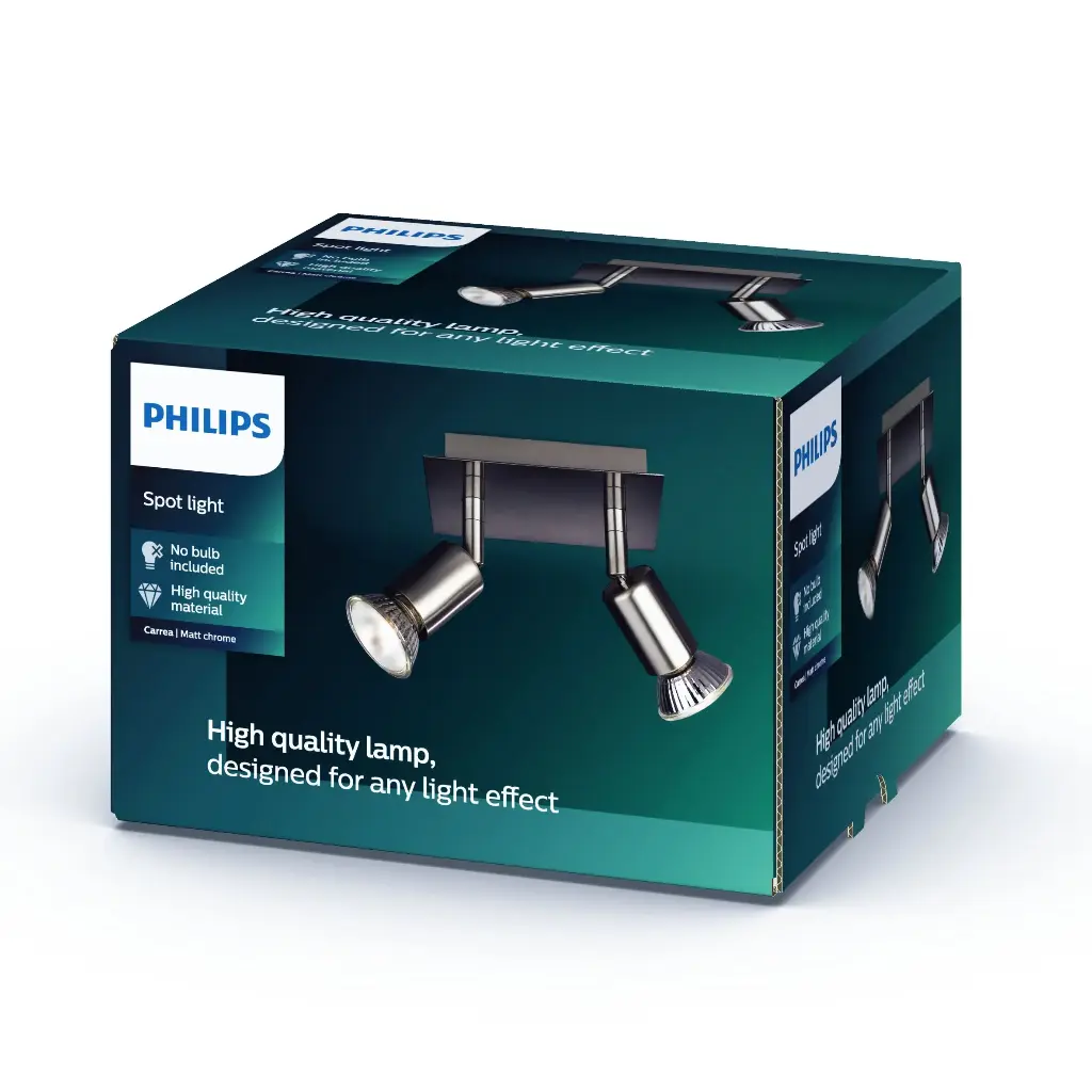 PHILIPS CARREA Spotlampe 2xGU10 LED Nikkel u/ pære