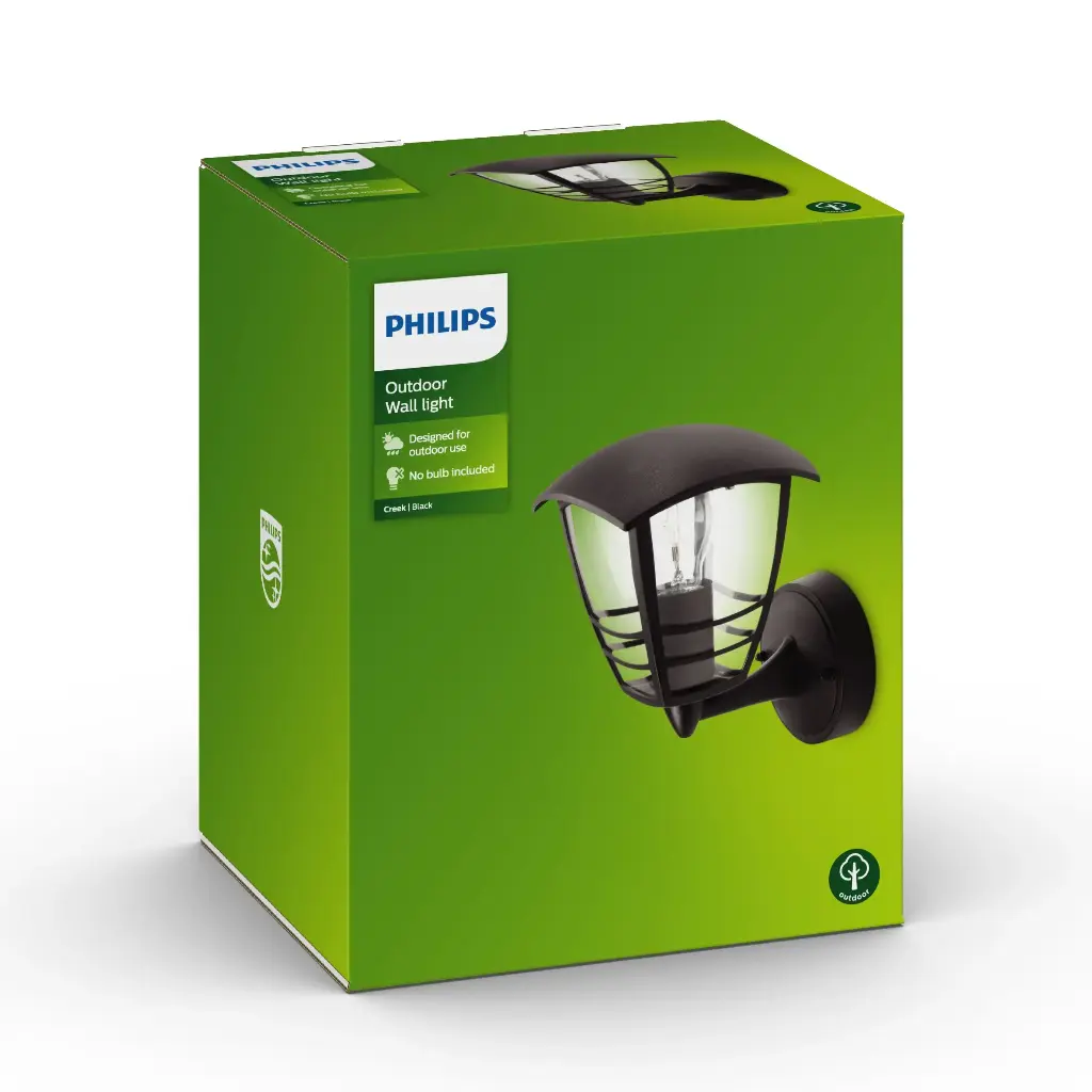 Creek wall lantern black 1x60W 230V