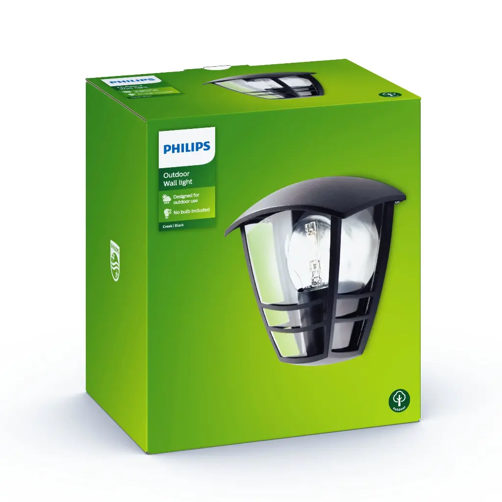 Creek wall lantern black 1x60W 230V