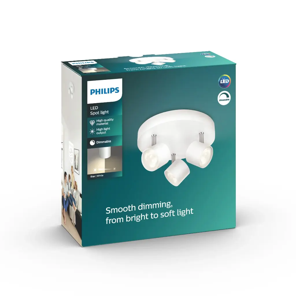 STAR plate/spiral LED white 3x4W SELV