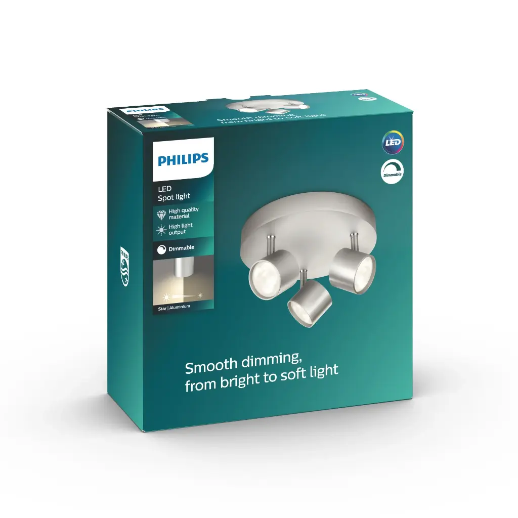 STAR plate/spiral LED aluminium 3x4W SEL