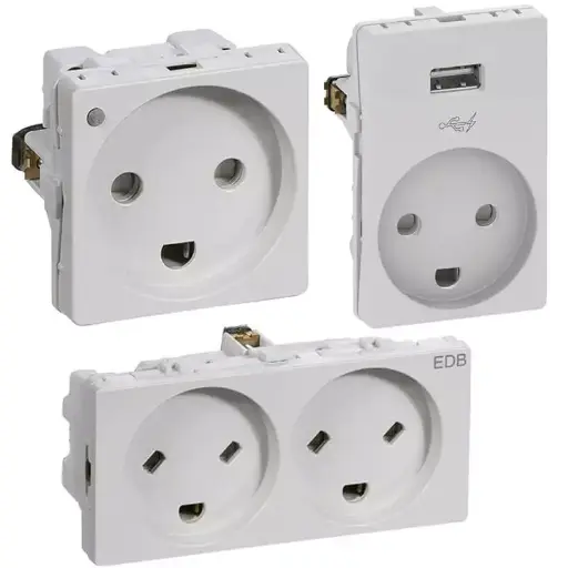 Lauritz Knudsen / LK. Fuga / LK Fuga Lysegrå / LK Fuga Stikkontakter LG