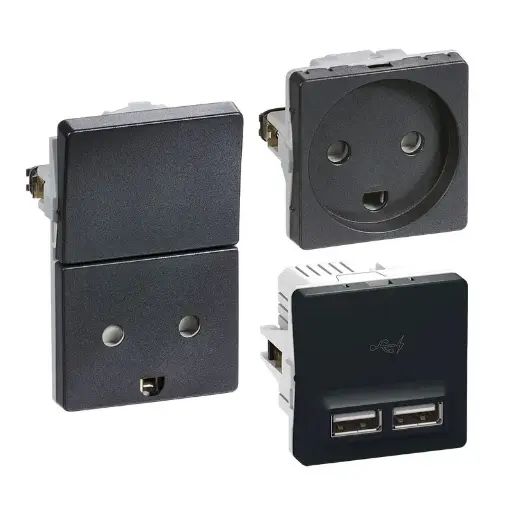 Lauritz Knudsen / LK. Fuga / LK Fuga Koksgrå / LK Fuga Stikkontakter KG