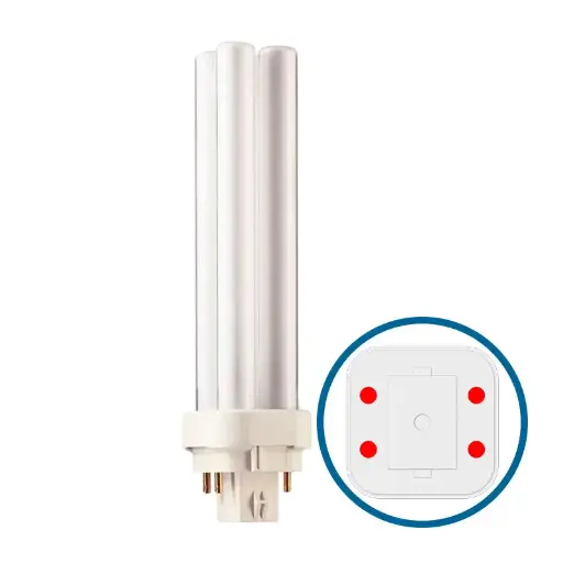 Belysning / Lyskilder (Pærer) / Kompakt rør / Type D/E - G24Q 4 Pin Fatning