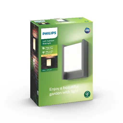 [SIG915005193801] Philips Arbour væglampe 6W LED 2700K IP44 Antracit