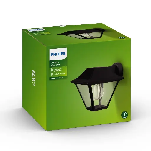 [SIG915005382101] Alpenglow down wall lantern black 1x60W