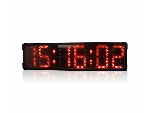 [H18832] Storformat LED Sport-tidtagningsur, Udendørs, 8" Rød