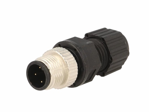 [H61530] M12 rundstik - 4pol han, til Ø4,5-6,5mm kabel (IP68)