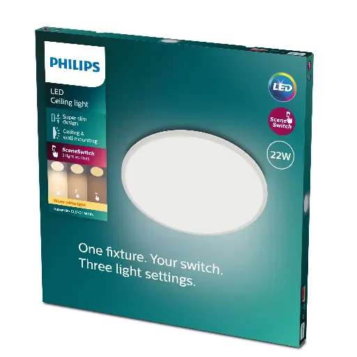 [SIG929002666801] Philips Super Slim loftslampe 22W LED 2700K Hvid Dæmpbar
