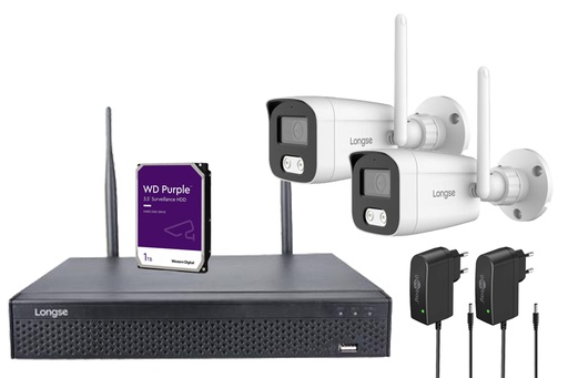 [H57029] HD CCTV Wi-Fi IP Video-overvågningssæt inkl. 2 kameraer