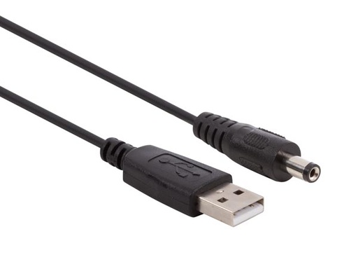 [H37374] USB strømkabel - USB A han til 5,5x2,1mm DC han, Sort (0,8m)
