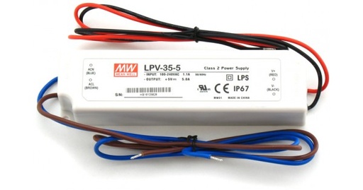 [H59005] LED strømforsyning - 5Vdc 5A (30W) konst.spænding (IP67)