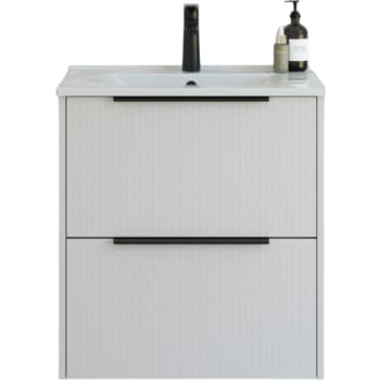 [780935273] 61 cm  Mido+ Classic møbelsæt med Amber vask, stribet, sand mat