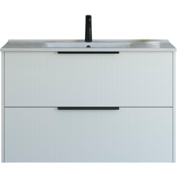 [780935290] 101 cm  Mido+ Classic møbelsæt med Amber vask, stribet, hvid mat