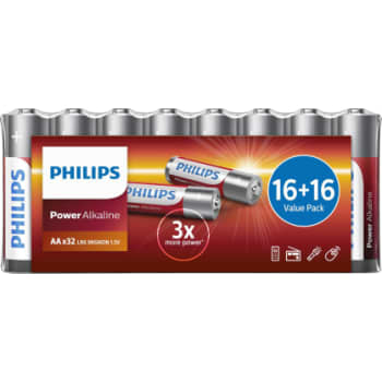[881081305] PHILIPS Power alkaline batteri, AA LR6, 32 stk.