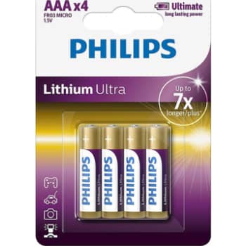 [881081326] PHILIPS Ultra lithium batteri, AAA LR03, 4 stk.