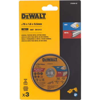 [881350030] DEWALT skæreskive til INOX og metal, Ø76/10 mm x 1,6 mm, 3 stk.