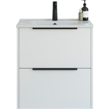 [780935270] 61 cm  Mido+ Classic møbelsæt med Amber vask, stribet, hvid mat